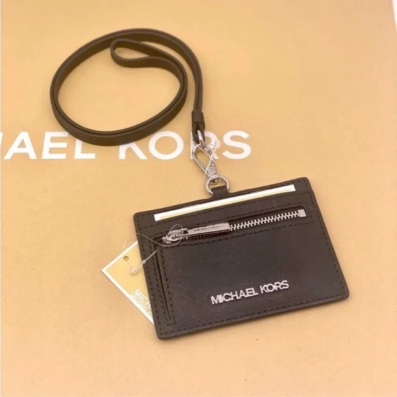 Michael Kors Black Card Wallet Lanyard - Picture 3 of 9